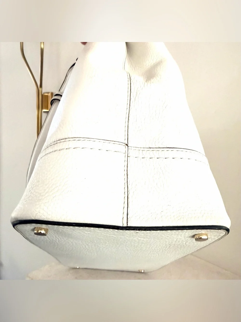 KATE SPADE New York White Pebbled Leather Tassel Tote Bag